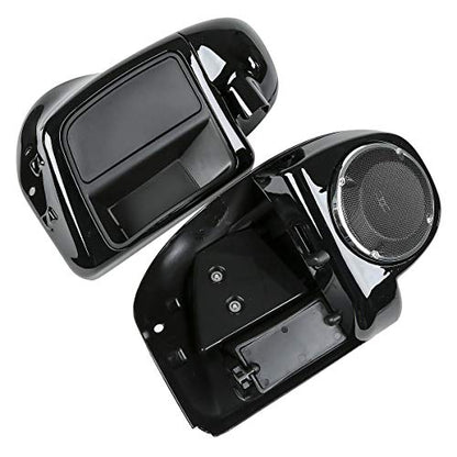 TCMT Highway Engine Guard Crash Bar Lower Vented Leg Fairing with 6.5" Speakers Fit For Harley Touring 2014-2024 Road King Road Glide Street Glide Electra Glide - color: Chrome Crash Bar, Standard Leg, size: Style B Lower Vented Leg