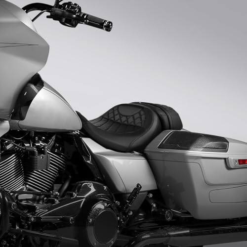 C.C. RIDER Low-Profile Rider&Passenger Seat Fit for Harley Touring 2023-2025 CVO Street Glide FLHXSE CVO Road Glide FLTRXSE 2024-2025 Street Glide FLHX Road Glide FLTRX FLTRXSTSE - size: 06# Gel Black