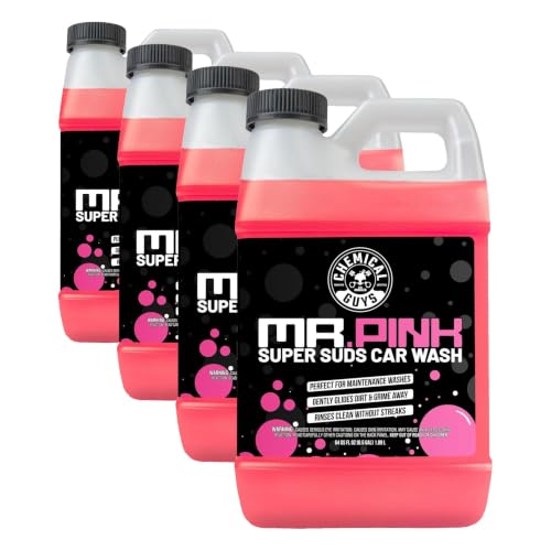 Chemical Guys Mr. Pink Car Wash Soap - 64 oz Super Suds Foaming Car Wash Soap for Cannon, Blaster, or Bucket Washing - pH Balanced, Safe on Wax, Sealant, Ceramic, and Clear Coat Finishes (Pack of 4) - size: 64 Fl Oz (Pack of 4), style: MR. PINK