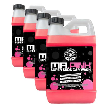 Chemical Guys Mr. Pink Car Wash Soap - 64 oz Super Suds Foaming Car Wash Soap for Cannon, Blaster, or Bucket Washing - pH Balanced, Safe on Wax, Sealant, Ceramic, and Clear Coat Finishes (Pack of 4) - size: 64 Fl Oz (Pack of 4), style: MR. PINK