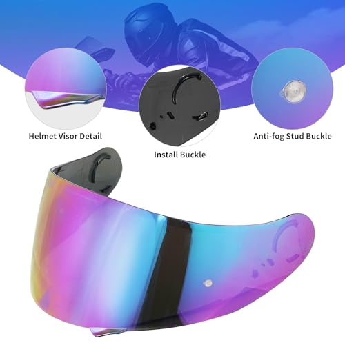 GT Air Visor Repalcement for GT Air 2, Outer Face Helmet Shield Compatible with CNS-1/Neotec/TC-5/TC-9 Accessories (Rainbow) - color: Rainbow