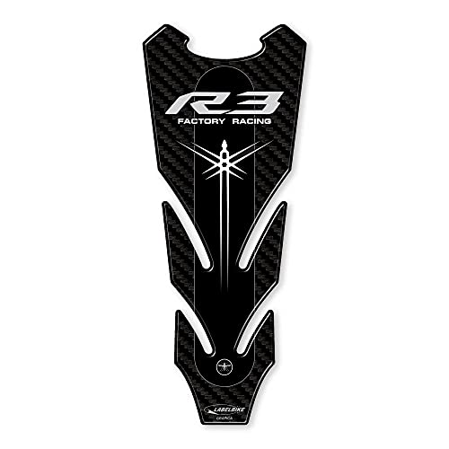 labelbike - 3D Sticker Motorcycle Fuel Tank Pad Protection and Decoration in Resin Compatible with Yamaha R3 YZF 2015-2018 Color Carbon Black - size: Tank Pad