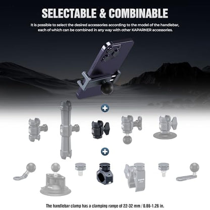 Motorcycle Phone Holder Kit for 4.7-7" Smartphone, Bar Clamp Fits 22-32mm (0.87-1.26") Handlebar/Round Bar, Aluminum Rotatable Magic Arm, Compatible with Motorcycle/ATV/Rail (KPS-08) - color: KPS-08