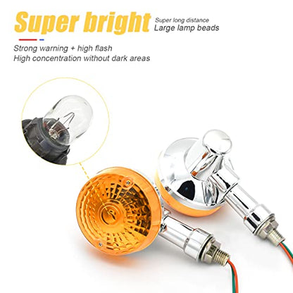Motorcycle Round Turn Signal Lights, 4PCS 12V LED Bulbs Blinker Direction Indicator Lamp, Universal for Honda Shadow Suzuki Kawasaki Harley Yamaha (Silver/4PCS) - size: Silver/4PCS