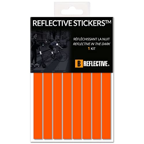 Set of 8 Retro Reflective Stickers for Scooters, Bikes, Motorcycles,... - Multi Support Strips - High Visibility - 3M Technology™ - Maximum grip - color: Orange