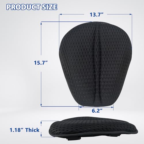 AEROiVi Airflow Pro Motorcycle Seat Pad – Ultra-Breathable 3D Mesh & Quick-Dry Fabric | 1.18" Thick Ergonomic Support | Anti-Slip Silicone Dots | Machine Washable for Easy Cleaning