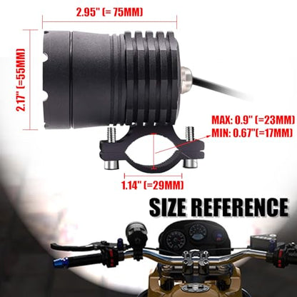 Motorcycle Driving Light 12-60V 40W 3600LM LED Fog Light for ATV UTV Bike Car Truck Boat Forklift Waterproof LED Spotlight with 6 Light Beads High Low Strobe Beam Switch Universal (Black 1) - color: Black 1