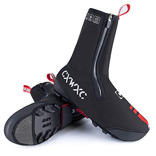 CXWXC Cycling Shoe Covers Neoprene Waterproof,Winter Thermal Warm Full Bicycle Overshoes for Men Women,Road Mountain Bike Booties - size: X-Large, style: Mtb Shoe Covers
