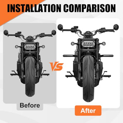 AUFER Motorcycle Front Highway Engine Guards Crash Bar Compatible With For Harley Sportster S RH1250S Nightster RH975 RH975S 2021-2025 Flat-Out Bar Bumper Protector Freeway Bar