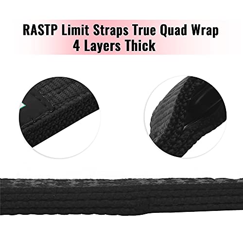 RASTP Limit Strap, Premium Quad Wrap Limit Strap Car Hauler Axle Straps Truck Wrecker Wheel Tie Down Strap with 10,000 Lb Webbing Strength (18 Inch, Black) - color: Black, size: 18 Inch