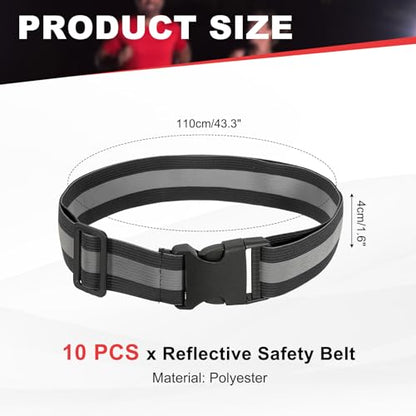 Reflective Safety Belt, Adjustable High Visibility Glow Belt Outdoor Running Gear Accessories - color: Black