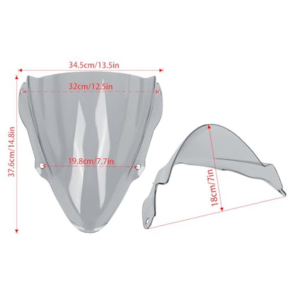 Motorcycle Windscreen Windshield Replacement for Kawasaki Ninja ZX6R ZX-6R ZX 6R Ninja 2024 2025 2026 PC Windscreen Double Bubble (Black) - color: black