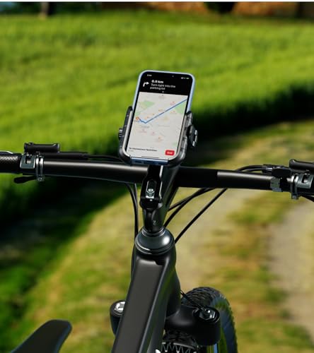 BRCOVAN Bike Fork Stem Phone Mount Holder [Camera Friendly] [1s Locking] | Adjustable Bicycle Headset Top Cap Cellphone Cradle with Solid Aluminum Mounting Base Fit 5.4'' - 7.2" Smartphones