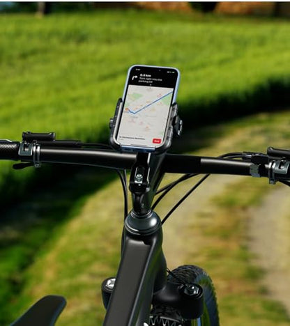BRCOVAN Bike Fork Stem Phone Mount Holder [Camera Friendly] [1s Locking] | Adjustable Bicycle Headset Top Cap Cellphone Cradle with Solid Aluminum Mounting Base Fit 5.4'' - 7.2" Smartphones