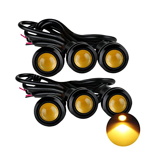 Eagle Eye LED Lights, DIY Ultra Thin 18mm Indicator Marker Light Daytime Running Lights DRL Tail Fog Backup for Car Motor Motorcycle Truck Boat (BK Shell-Yellow,6PCS), OTPLED0357 - color: BK Shell-Yellow, size: 6PCS