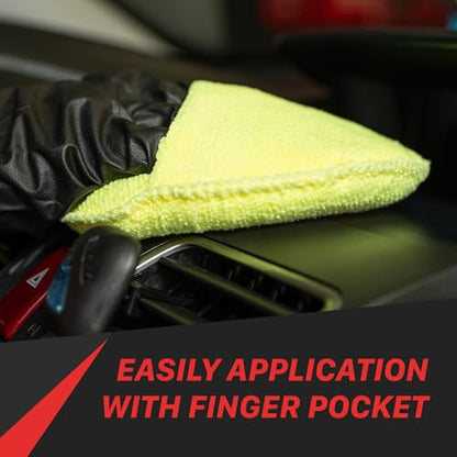 Maxshine 16cm Universal Yellow Multipurpose Microfiber Finger Hold Applicator – Soft, Reusable Pad for Waxing, Polishing & Cleaning – Ideal for Interior & Exterior Car Detailing