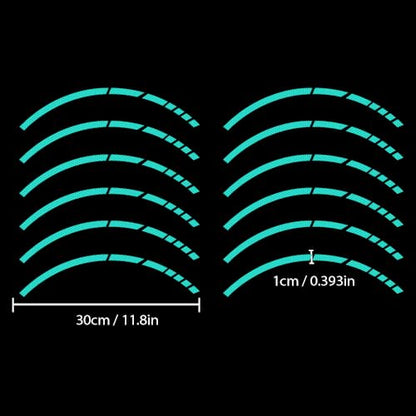 12PCS Reflective Car Wheel Stickers, Night Safety Warning Bicycle Stickers, Anti-Scratch Reflective Rim Decals for Car Motorcycle Cycling Bike (Mint Green) - color: Mint Green