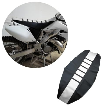 Motorcycle Universal Seat Cover Non-Slip Suitable Rubber Striped Seat Covers Soft for CRF150F CRF230F CRF250F CRF250R YZ125 YZ250 KX60 KX65 KX80 KX85 KX125 Dirt Pit Bike Motocross Off Road Motorbike - color: White