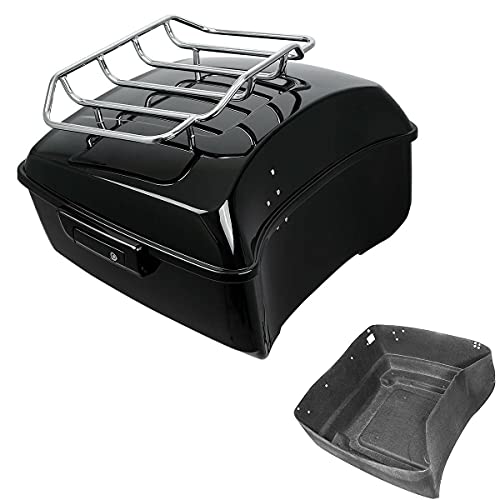 TCMT 13.7" King Motorcycle Trunk Top Luggage Rack Fit For Harley 2014-2025 Touring CVO Road King Road Glide Street Glide Electra Glide Pack - color: Style A+Luggage Rack