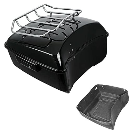 TCMT 13.7" King Motorcycle Trunk Top Luggage Rack Fit For Harley 2014-2025 Touring CVO Road King Road Glide Street Glide Electra Glide Pack - color: Style A+Luggage Rack