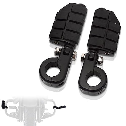 FOVPLUE 1.25" Highway Footpegs, Adjustable Footrest w/Mounting P-Clamps for Harley Touring Softail Dyna Sportster Honda Kawasaki Suzuki Yamaha Indian Victory w/1-1/4" Engine Guard, Gloss Black#3 - color: GLOSS BLACK P-CLAMPS