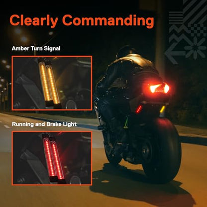 TRUE MODS 2pc 5" Rear LED Motorcycle Red Running Brake & Amber Turn Signal Tail Light Strip Kit for License Plate [Waterproof] Universal Self Adhesive Surface Mount Flexible Rear Lamp for Bike ATV UTV - size: 2pc 5", style: Tail Light w/ Amber Turn