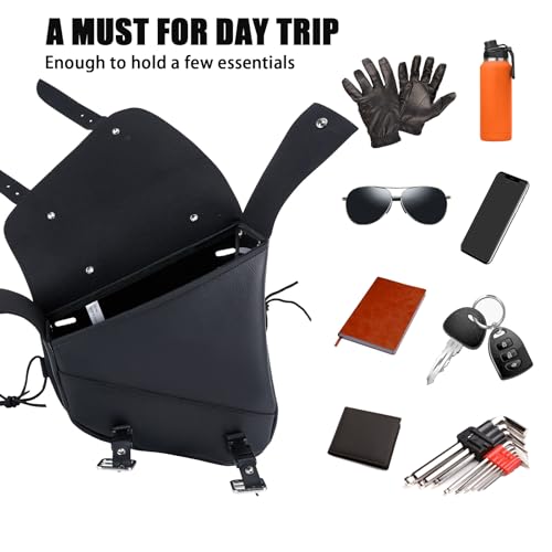 Motorcycle Saddle Bags Leather Motorcycle Solo Swing Arm Bag For Softails Sportsters Choppers Waterproof Side Bags (Black - Right Side, 11.5" x 10.25" x 3.5") - size: Right Side