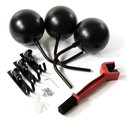 Motorcycle Helmet Rack, Black Wall Mounted Holder - 3 Pack with Metal Hook Hanger for Gear and Accessories, adult