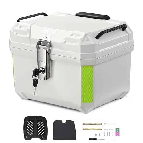 Yescom AHR 36L Motorcycle Top Case Tour Tail Box Scooter Trunk Storage Backrest White - color: White, size: 36L