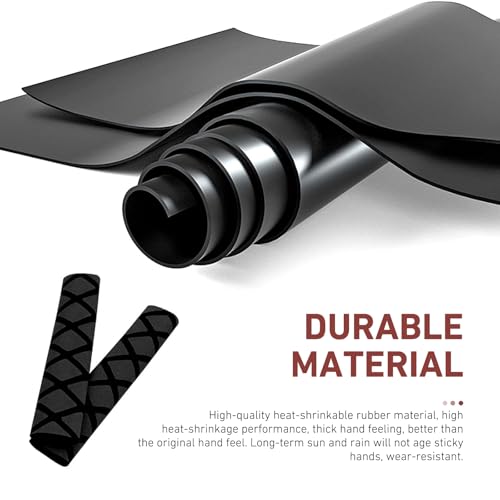 4 PCS Motorcycle Heat Shrink Grip Sleeves, Grid Pattern 2 Handlebar and 2 Brake Handlebar Cover, Rubber Anti-Slip Comfortable Grip Cover, Heating Tight Fit Protective Sleeve (Black) - color: Black