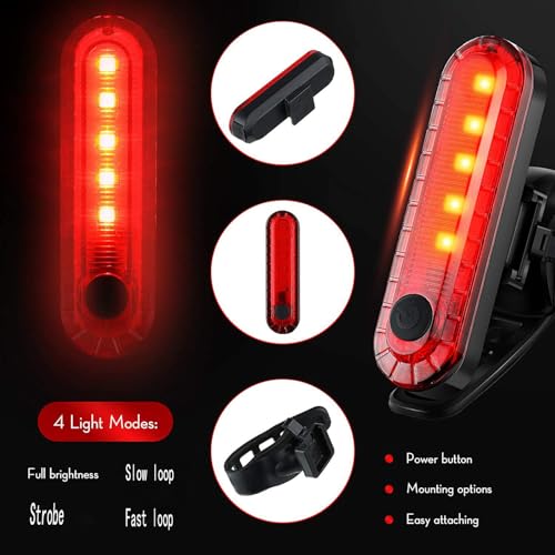Bike Tail Light, Bicycle Rear Lights USB-C Rechargeable LED Cycling Safety Flashlight with 4 Light Mode for Road Mountain Night Riding & Adults Men Women - color: 4 PACK