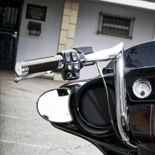 Motorcycle 1" Hand Grips Handlebar Grips Cable Throttle Fit for Harley Touring Street Glide Road King Road Glide Electra Glide Dyna Softail - color: #7 Chrome