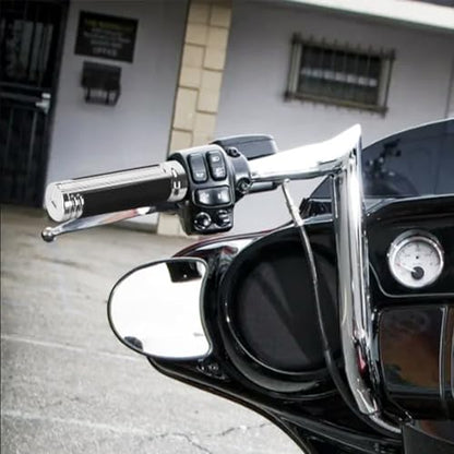 Motorcycle 1" Hand Grips Handlebar Grips Cable Throttle Fit for Harley Touring Street Glide Road King Road Glide Electra Glide Dyna Softail - color: #7 Chrome