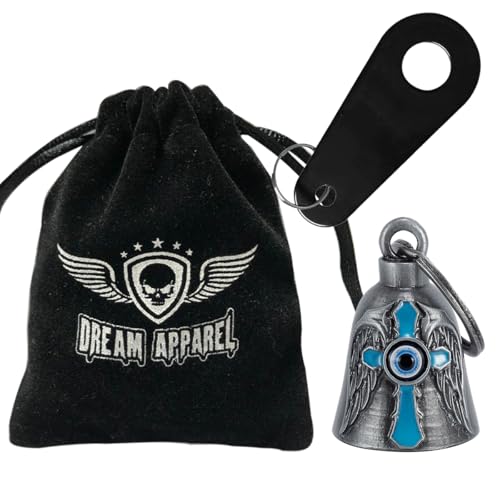Dream Apparel Motorcycle Bell Guardian Angel Drive Away Gremlin, Biker Bell for Men Women Rider Riding, Good Luck Gift - style: Cross Wing