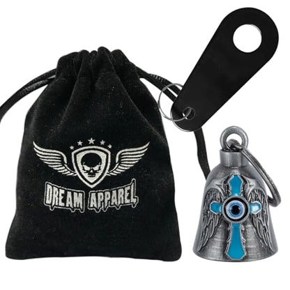 Dream Apparel Motorcycle Bell Guardian Angel Drive Away Gremlin, Biker Bell for Men Women Rider Riding, Good Luck Gift - style: Cross Wing