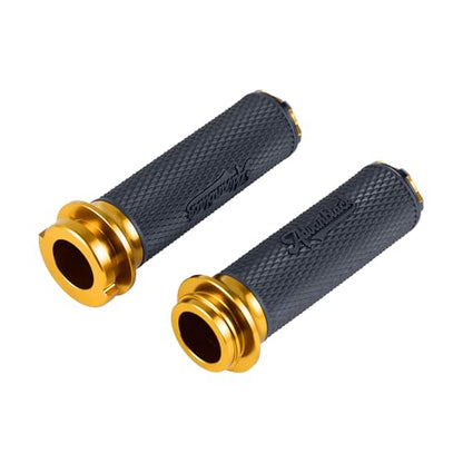 Advanblack AXION Performance Grips, Electronic Throttle Control Grips Compatible with Harley Touring Road Glide Street Glide, Softail - color: Gold