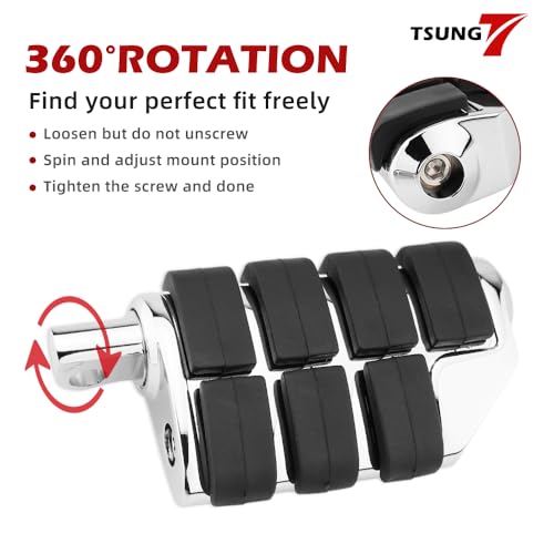 TSUNG Motorcycle Foot Pegs – Male Mount Rider/Passenger Footrests, Wide Higway Foot Rest Pedal Fit for Most V-Twin, Cruiser & Touring Motorcycles (Chrome) - color: Chrome