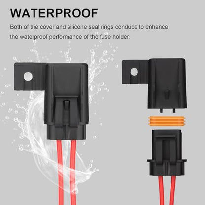 3 Pack Inline Waterproof Fuse Holder, with 10 Amp 15 Amp ATC/ATO Blade Fuses, 16 AWG Pre-Wired Kit Heavy Duty Inline Fuse Holder for Marine Automotive Vehicle (3)