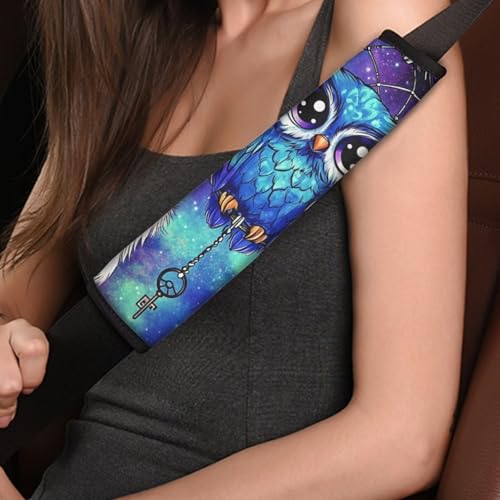 GIFTPUZZ Owl 2 Pack Soft Auto Seat Belt Cover Universal Bag Backpack Shoulder Straps Covers Seatbelt Shoulder Pad for Most Auto SUV Van Sedan - color: Owl