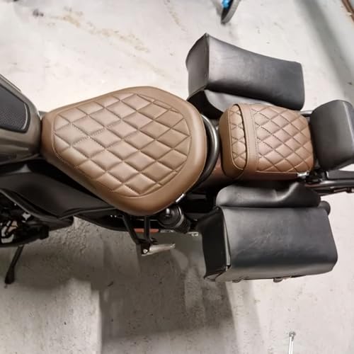 Touring Soft Leather Front Driver Seat Cushion Pad Rear Passenger Pillion Seat fit for Ho-nda Rebel CMX 300 CMX 500 2017 2018 2019 2020 2021 2022 2023 2024 (1 Set-Brown) - color: 1 Set-Brown