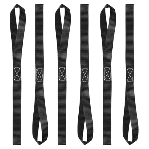 PATIKIL 1" x 17.7" Soft Loop Tie Down Straps, 6Pcs Heavy Duty Motorcycle Handlebar Strap Fastening Tie Down Loops for Securing ATV UTV Truck Scooters Lawn Garden Equipment, Black - color: Black, size: 1" x 17.7"