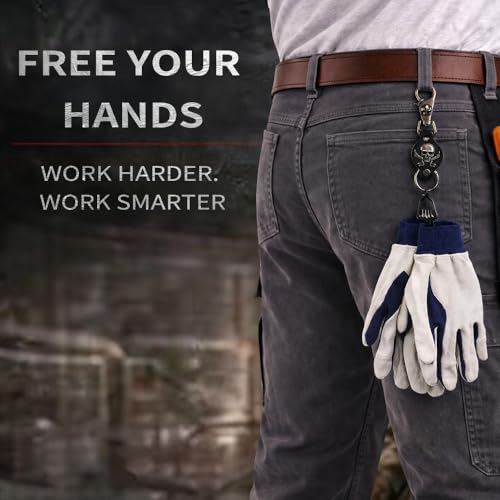Heavy Duty Glove & Hat Clip with Carabiner, All-Metal Spring Clamp Work Glove Holder for Tool Belt, Harness, Backpack - style: Pirate