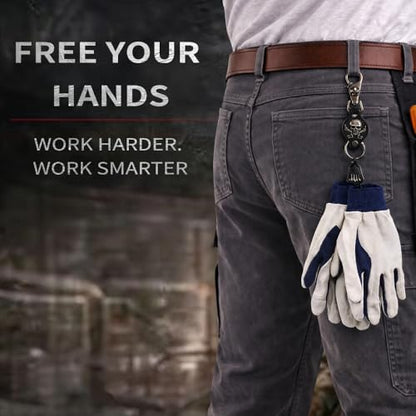 Heavy Duty Glove & Hat Clip with Carabiner, All-Metal Spring Clamp Work Glove Holder for Tool Belt, Harness, Backpack - style: Pirate