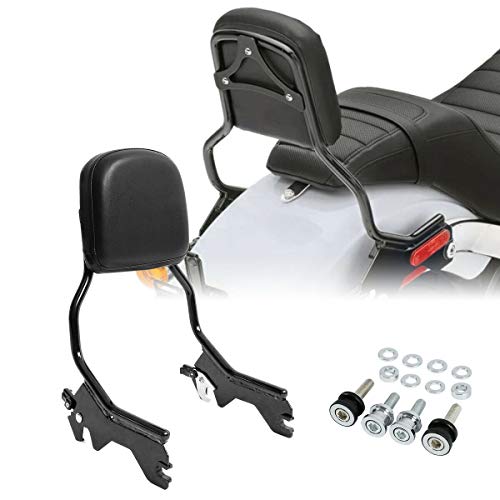 TCMT Standard Sissy Bar Upright Backrest With Docking Hardware Kit Fit For Harley Heritage Classic FLHC Street Bob FXBB 2018-2025 Softail Standard 2022-2024 Softail Slim FLSL Deluxe FLDE 2018-2021 - color: Black Set A For FLDE FLHC FLHCS FLSL FXBB
