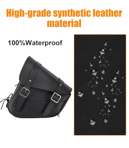 Motorcycle Saddle Bags Leather Motorcycle Solo Swing Arm Bag For Softails Sportsters Choppers Waterproof Side Bags (Black - Left Side, 11.5" x 10.25" x 3.5") - size: Left Side