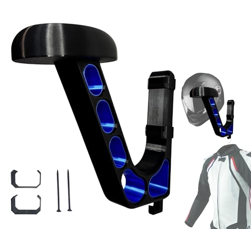 Wall Mounted Helmet Holder – Heavy Duty Motorcycle Helmet Hanger Rack for Garage Storage | Helmet Wall Mount for Motorcycle, Bicycle, Football & VR Headset | 3D Printed PETG Helmet Hook Sapphire Blue - color: Sapphire Blue