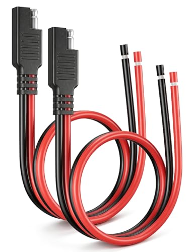 Oyviny 2PCS 14AWG SAE Connector Kit 1 Feet SAE Extension Cable, Heavy Duty 14 Gauge 2 Pin Quick Connect Plug for Battery Tender Solar Panel Motorcycle Car Truck DIY Projects - size: 2PCS