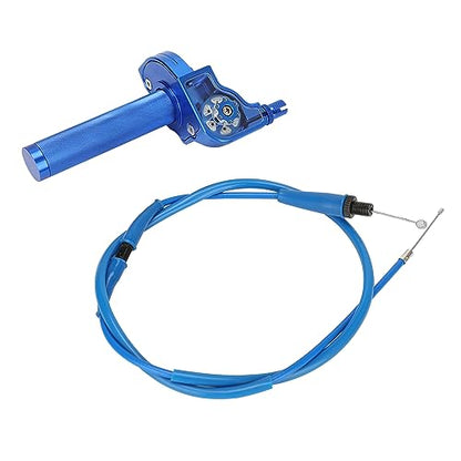 Motorcycle Twist Throttle 7/8" 22mm with Handle Grip Throttle Cable CNC Assembly Universal for TTR 110 230 YZ 85 125 250 PW 50 80 Dirt Pit Mini Bike Blue - color: blue