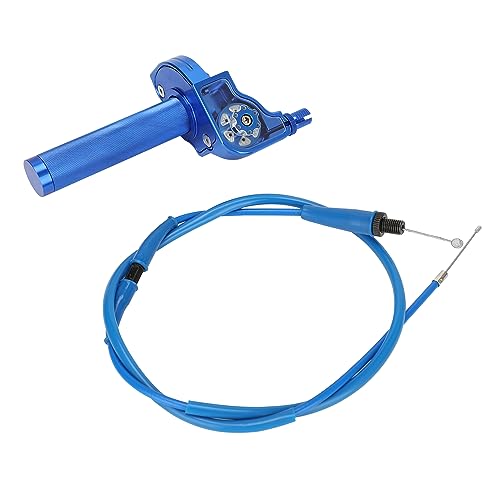 Motorcycle Twist Throttle 7/8" 22mm with Handle Grip Throttle Cable CNC Assembly Universal for TTR 110 230 YZ 85 125 250 PW 50 80 Dirt Pit Mini Bike Blue - color: blue