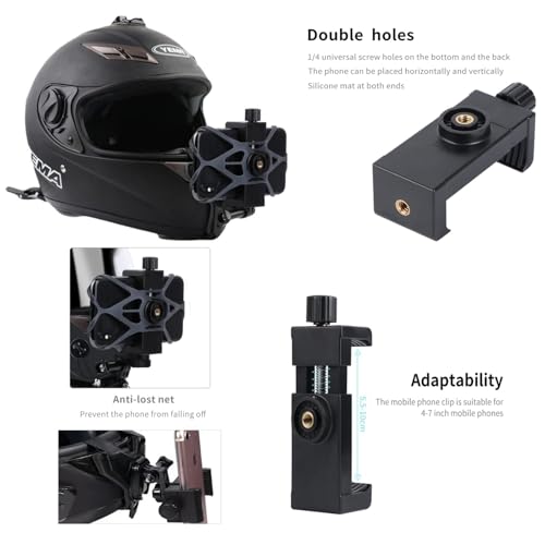 Motorcycle Helmet Chin Strap Mount Supplies Assembly Kit Compatible with All Gopro Heros, SJCAM, GeekPro, 4K, Xiaomi Yi, Insta 360 and Also Brackets for Mobile Phones